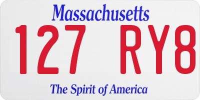 MA license plate 127RY8