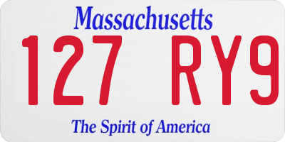 MA license plate 127RY9