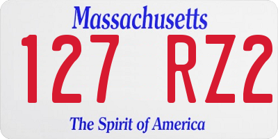 MA license plate 127RZ2