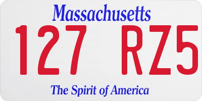 MA license plate 127RZ5