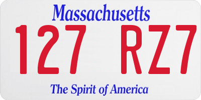 MA license plate 127RZ7