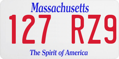 MA license plate 127RZ9