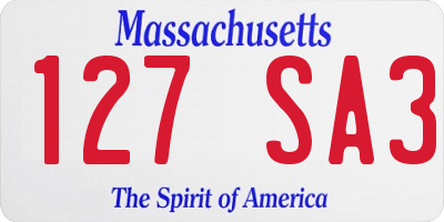 MA license plate 127SA3