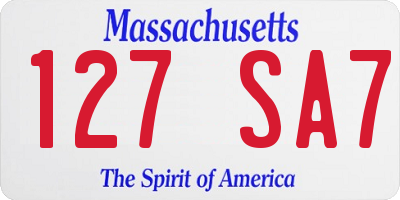 MA license plate 127SA7