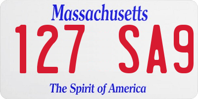 MA license plate 127SA9
