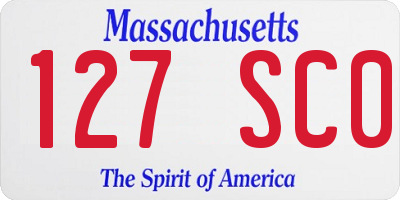 MA license plate 127SC0