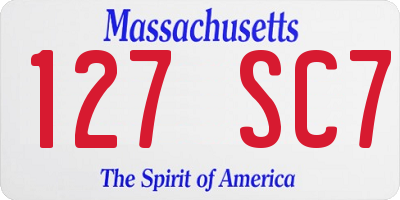 MA license plate 127SC7
