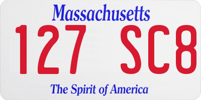 MA license plate 127SC8