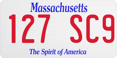 MA license plate 127SC9