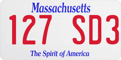 MA license plate 127SD3