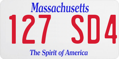 MA license plate 127SD4