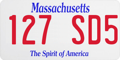 MA license plate 127SD5