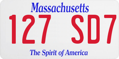 MA license plate 127SD7