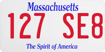 MA license plate 127SE8