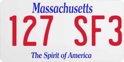 MA license plate 127SF3