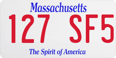 MA license plate 127SF5