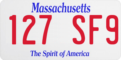 MA license plate 127SF9