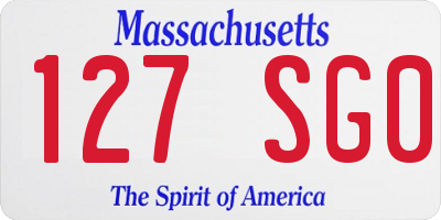 MA license plate 127SG0