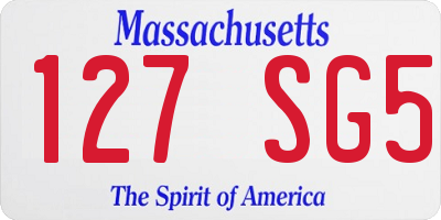 MA license plate 127SG5