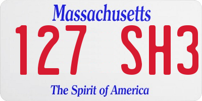 MA license plate 127SH3