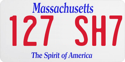 MA license plate 127SH7