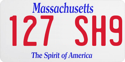 MA license plate 127SH9