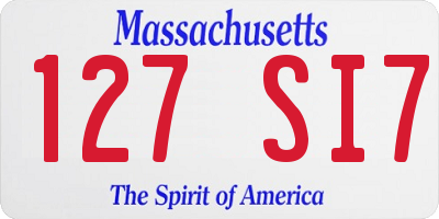 MA license plate 127SI7