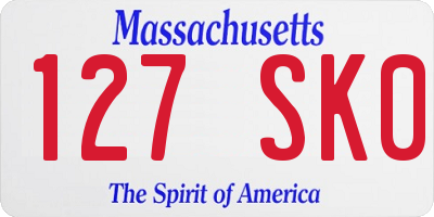 MA license plate 127SK0