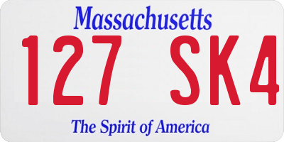 MA license plate 127SK4