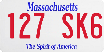 MA license plate 127SK6