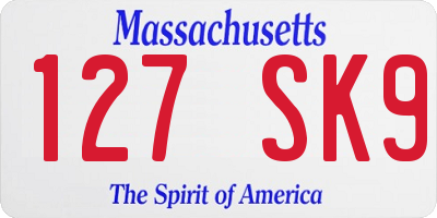 MA license plate 127SK9