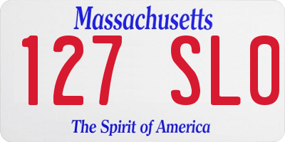 MA license plate 127SL0