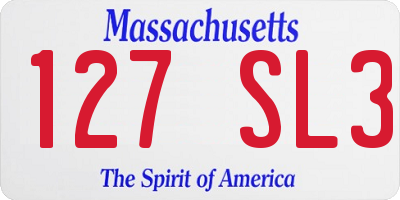 MA license plate 127SL3