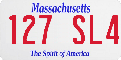 MA license plate 127SL4