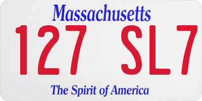MA license plate 127SL7