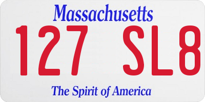 MA license plate 127SL8