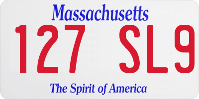 MA license plate 127SL9