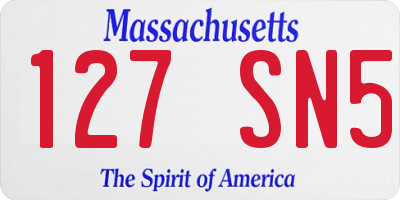 MA license plate 127SN5