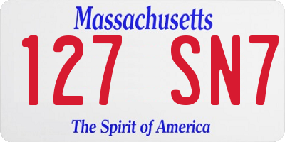 MA license plate 127SN7