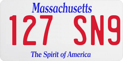 MA license plate 127SN9