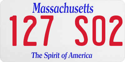 MA license plate 127SO2