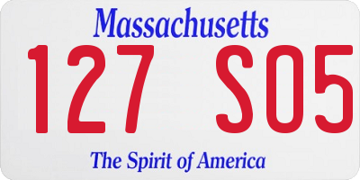 MA license plate 127SO5