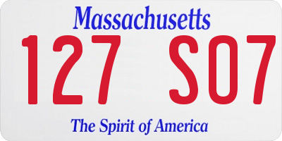 MA license plate 127SO7