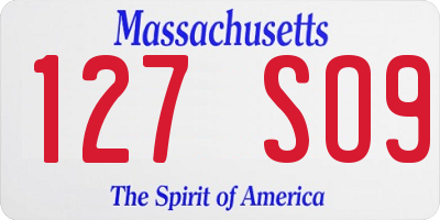 MA license plate 127SO9