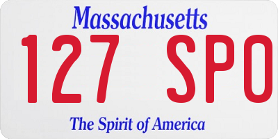 MA license plate 127SP0