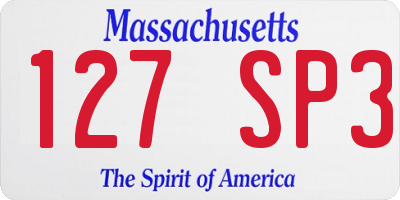 MA license plate 127SP3