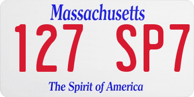 MA license plate 127SP7