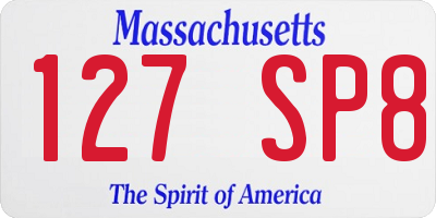 MA license plate 127SP8