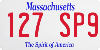 MA license plate 127SP9