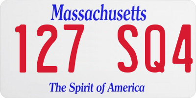 MA license plate 127SQ4